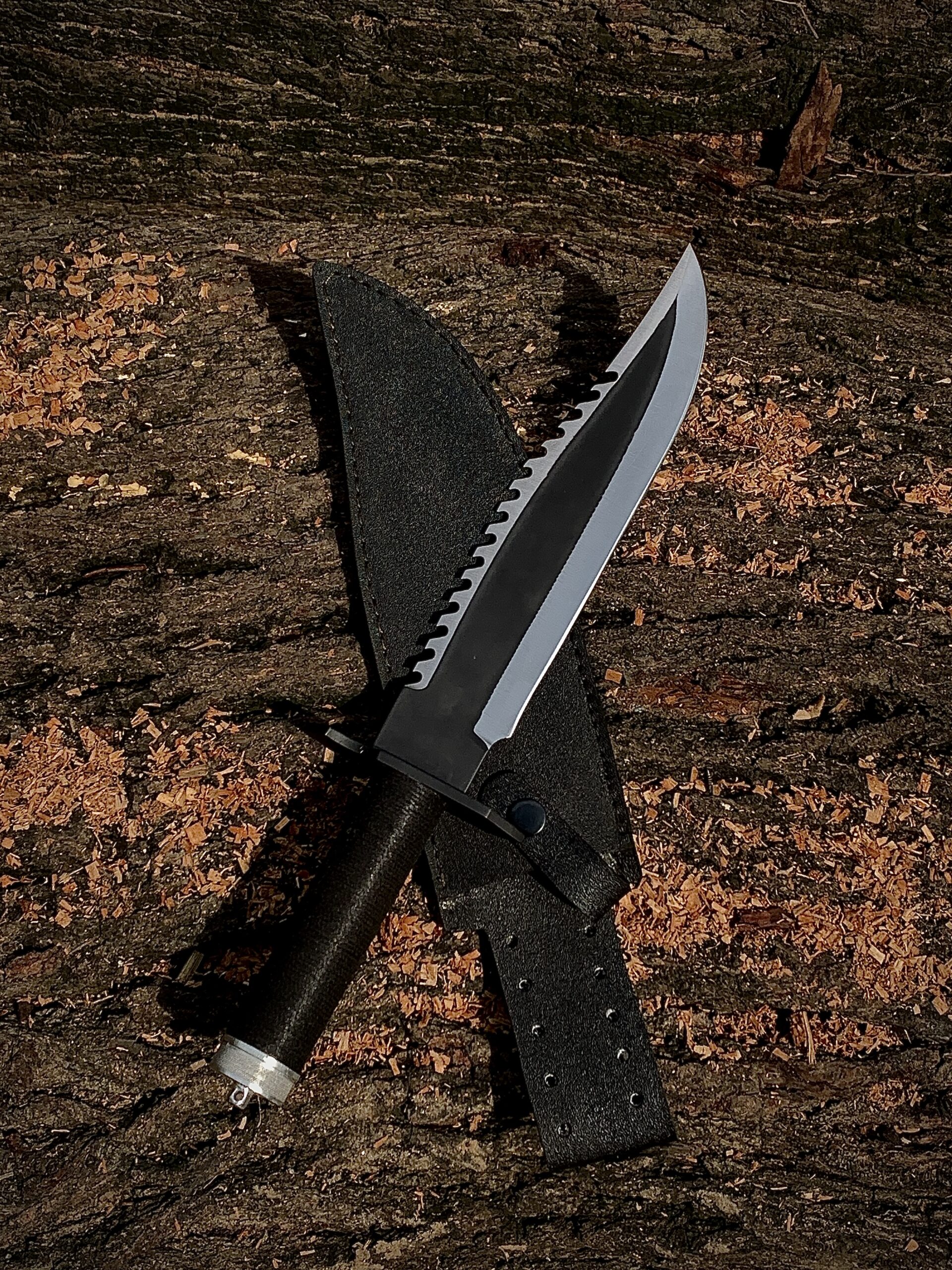 Custom Handmade Rambo Bowie Knife, Hunting Knife With Leather Sheath - Image 5