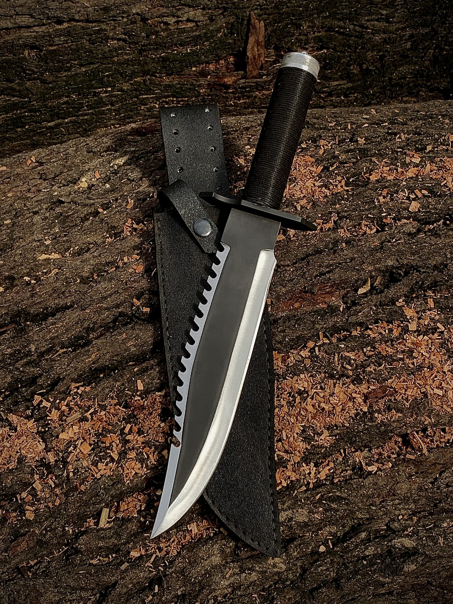 Custom Handmade Rambo Bowie Knife, Hunting Knife With Leather Sheath