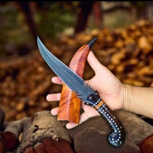 Handmade 440C Steel Hunting Bowie Knife EDC Camping Knife w/ Leather Sheath