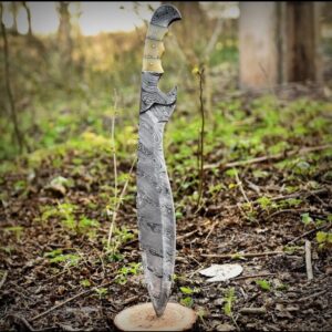 Damascus Steel Machete Kukri Knife – Nepal Blade | Shashka Sword Inspired | Short Sword