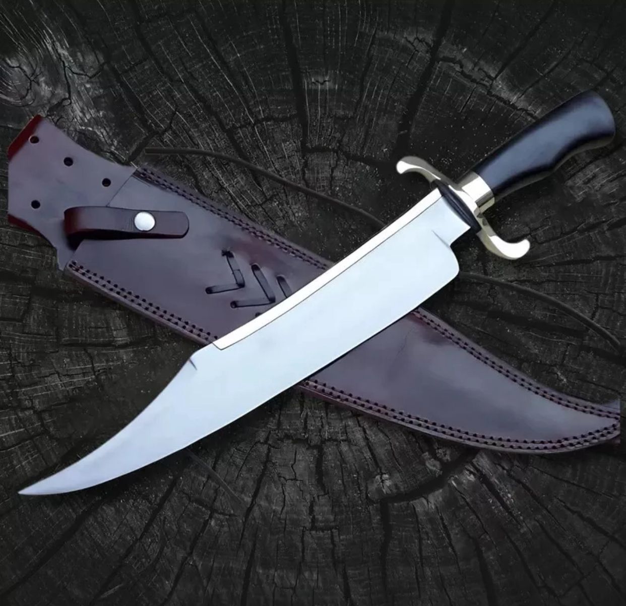 Custom Handmade Carbon Steel Blade Alamo Musso Bowie Knife - Hunting Knife - Image 5