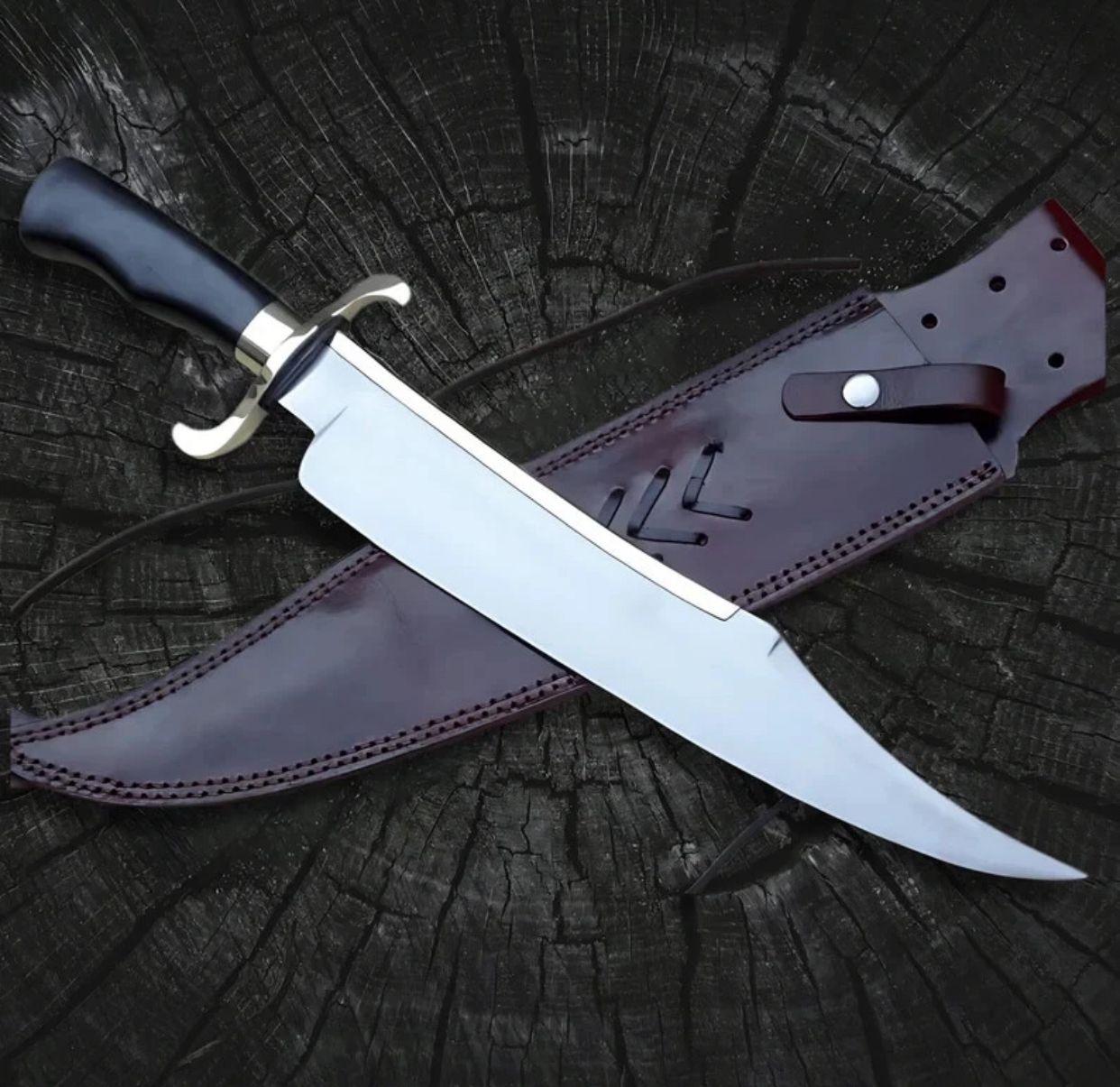 Custom Handmade Carbon Steel Blade Alamo Musso Bowie Knife - Hunting Knife - Image 6