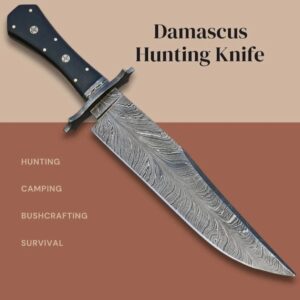 Custom Handmade Damascus Survival Large Hunting Bowie | Knife 15 Inch Full Tang