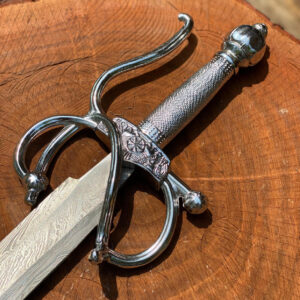 Custom Handmade Damascus Steel Rapier Sword  With Leather Sheath Medieval Sword