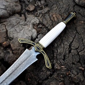 Custom Handmade 36” Damascus Steel Viking Sword With Leather Sheath...