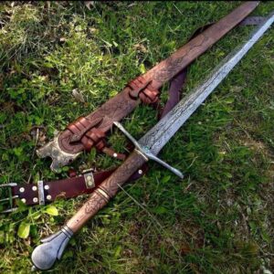 Custom Handmade Damascus Steel Viking Sword Battle Ready Medieval With Scabbard,