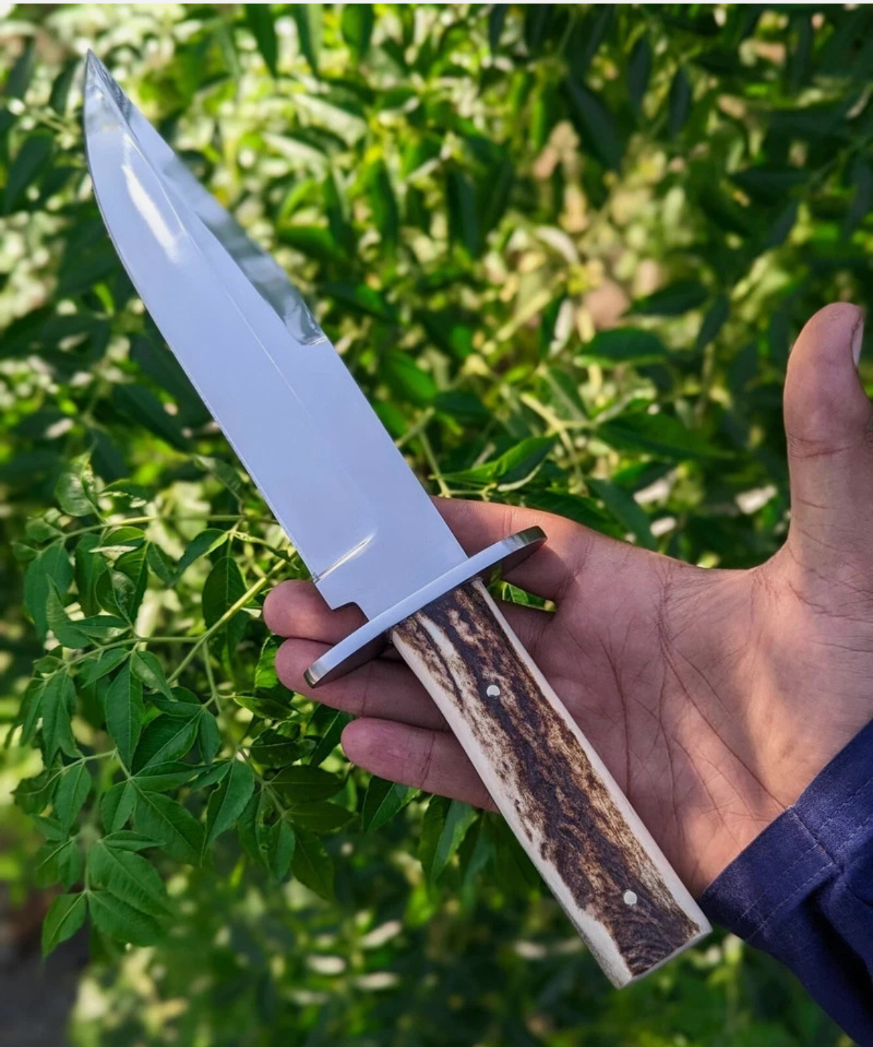 Custom Handmade D2 Steel Hunting Knife | Survival Bowie Knife | Stag Handle. - Image 2