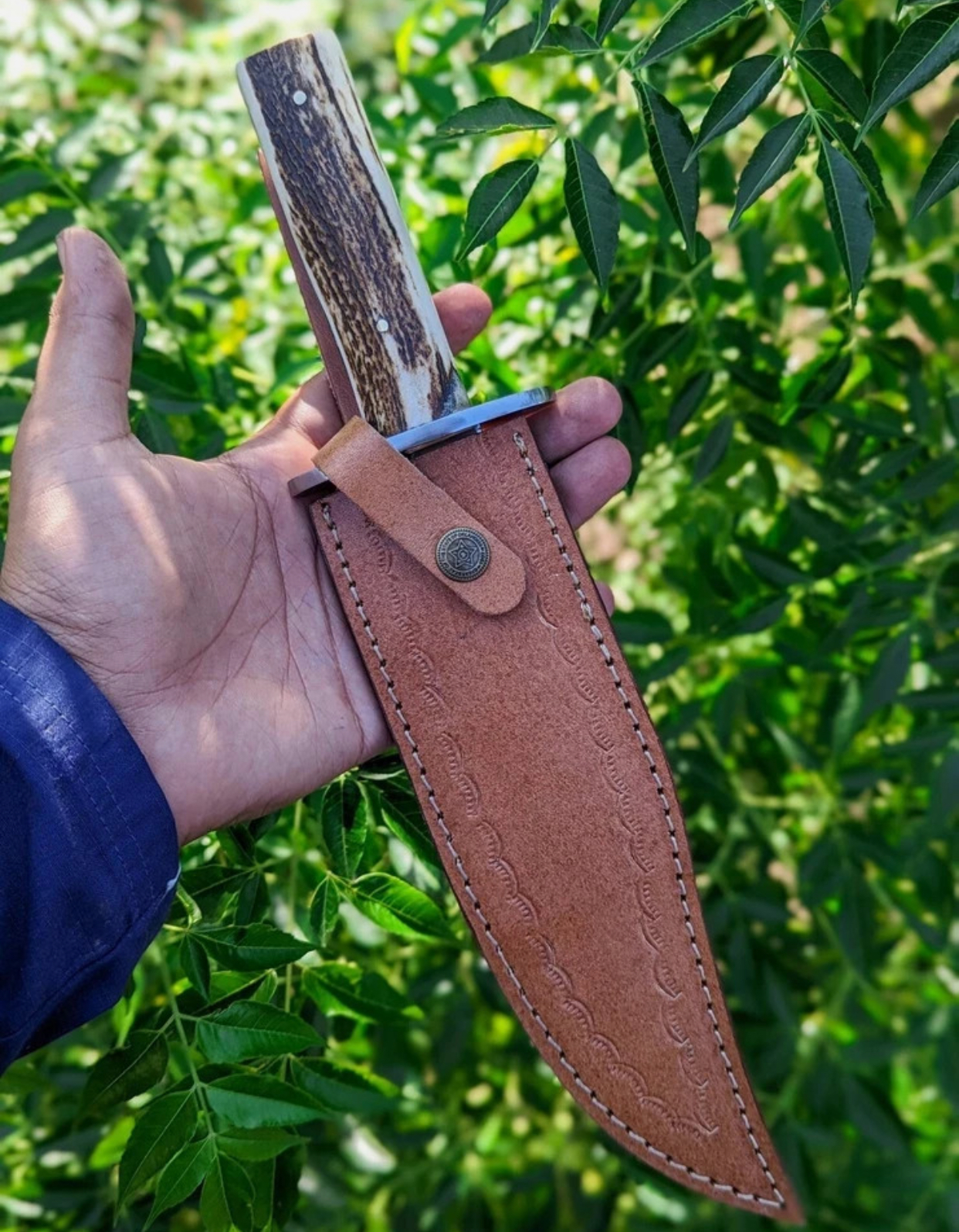 Custom Handmade D2 Steel Hunting Knife | Survival Bowie Knife | Stag Handle. - Image 5