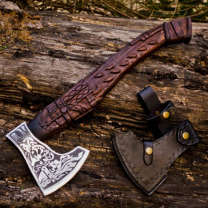 Handmade Viking Axe Carbon steel Axe Viking Bearded Camping Axe Battle Axe+Sheat