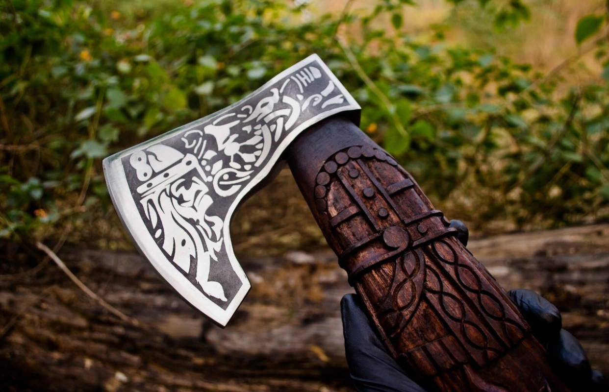 Handmade Viking Axe Carbon steel Axe Viking Bearded Camping Axe Battle Axe+Sheat - Image 10