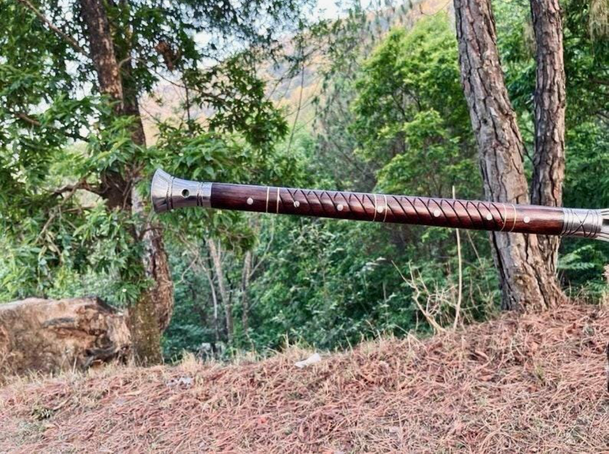 Hand Forged Hunting Spear High Carbon Steel Blade Rosewood Handle and Leather Sheath - Image 5