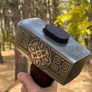 CUSTOM HANDMADE DAMASCUS STEEL VIKING HAMMER VALNUT, MJOLNIR HAMMER.