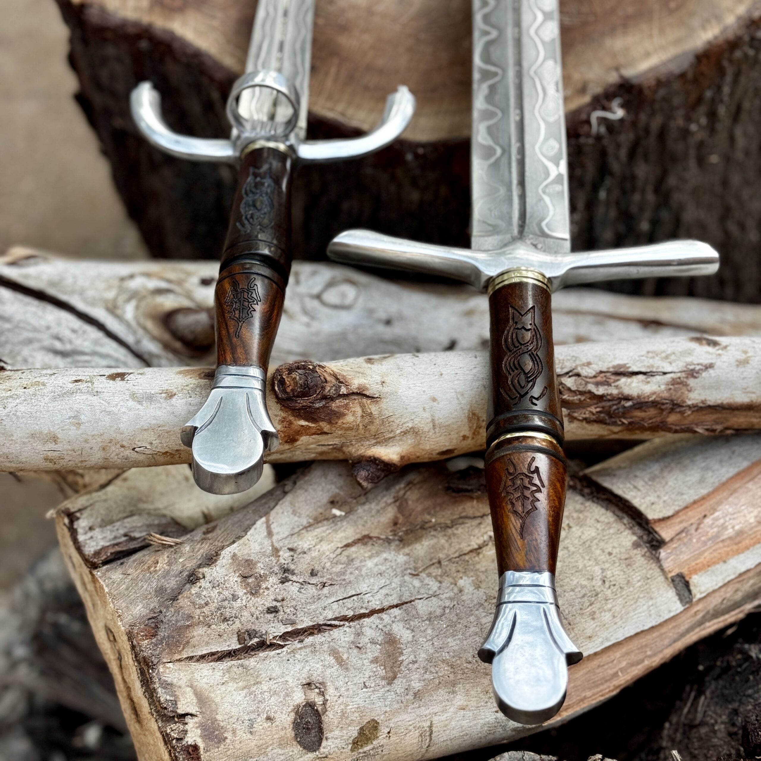 Custom Handmade Damascus Steel Viking Sword & Dagger Medieval Battle Ready Set - Image 6