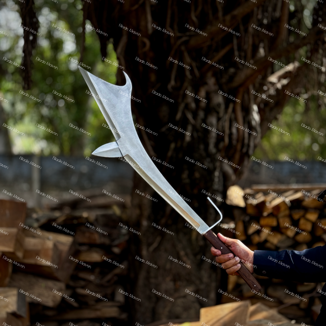 Custom Handmade D2 Steel Fantasy Axe 36” Long Blade Full Tang Wooden Handle - Image 2