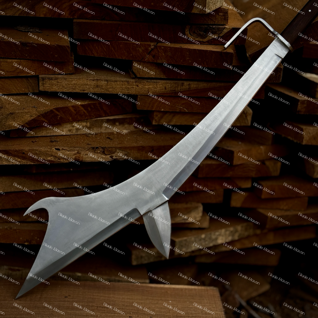 Custom Handmade D2 Steel Fantasy Axe 36” Long Blade Full Tang Wooden Handle - Image 3