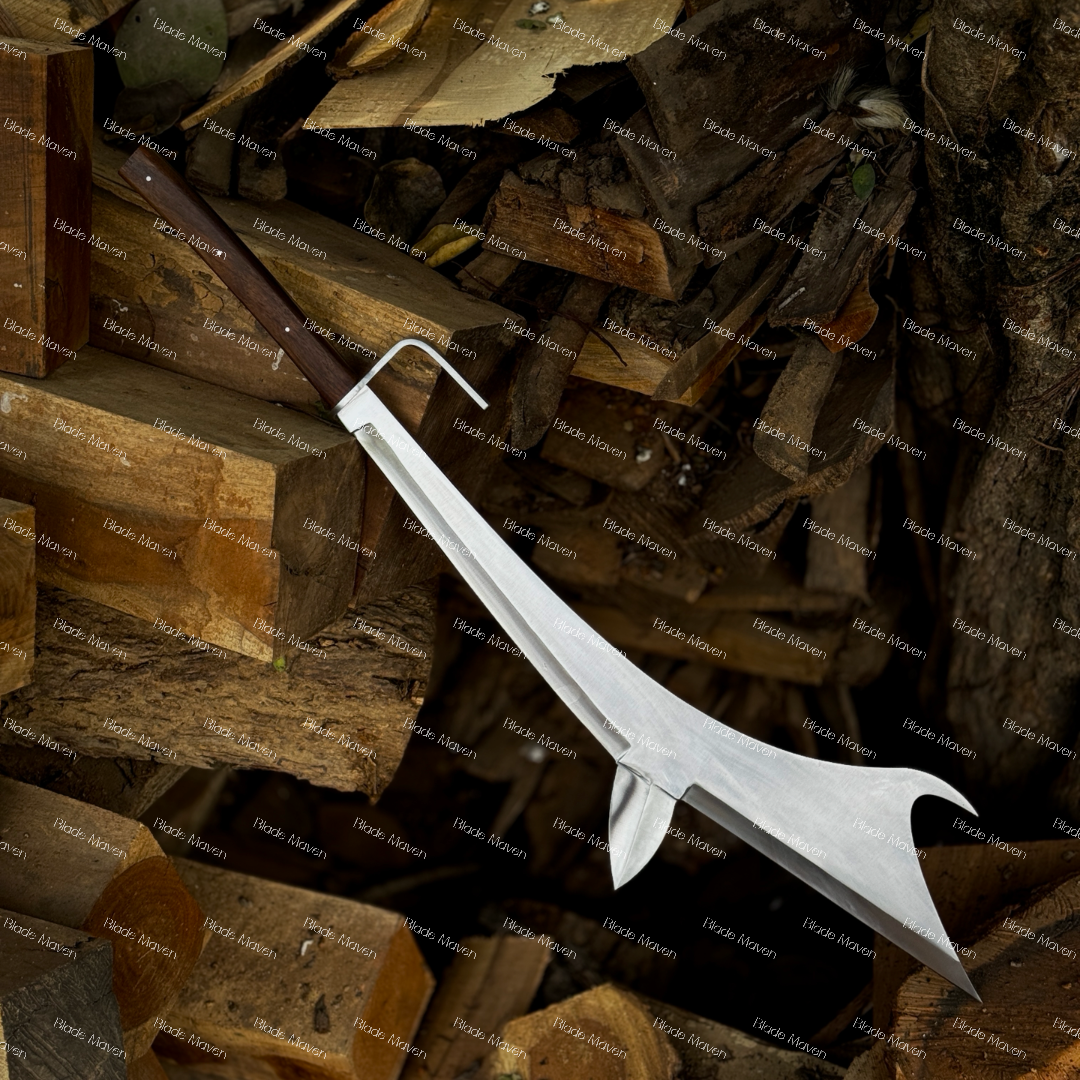 Custom Handmade D2 Steel Fantasy Axe 36” Long Blade Full Tang Wooden Handle - Image 5