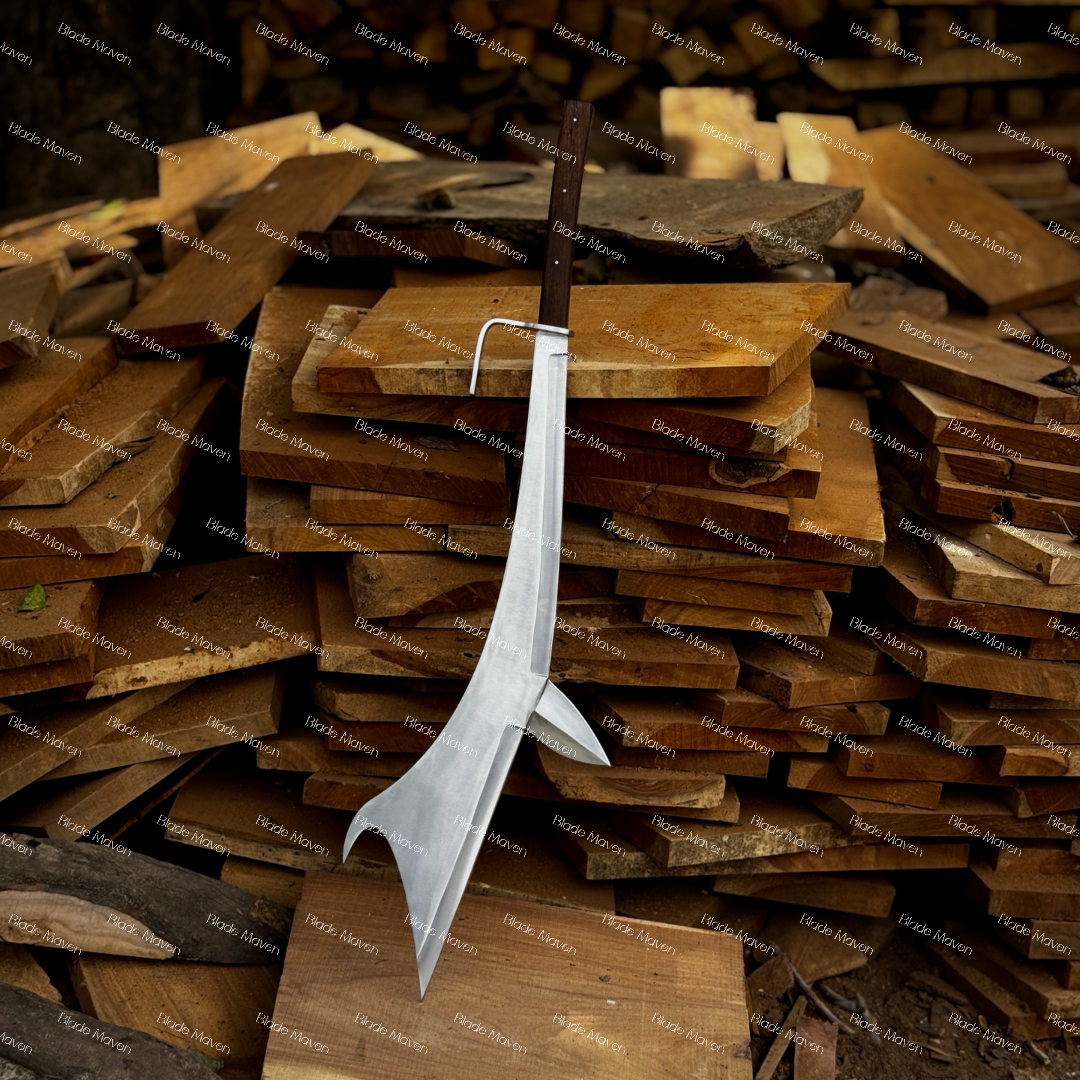 Custom Handmade D2 Steel Fantasy Axe 36” Long Blade Full Tang Wooden Handle - Image 6