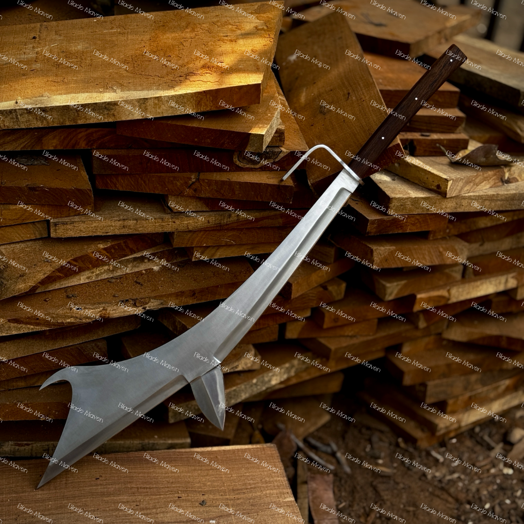 Custom Handmade D2 Steel Fantasy Axe 36” Long Blade Full Tang Wooden Handle - Image 7