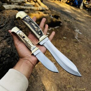 Handmade Puma White Hunter Style Knife Set | Stag Handle | German 1.4110 Steel